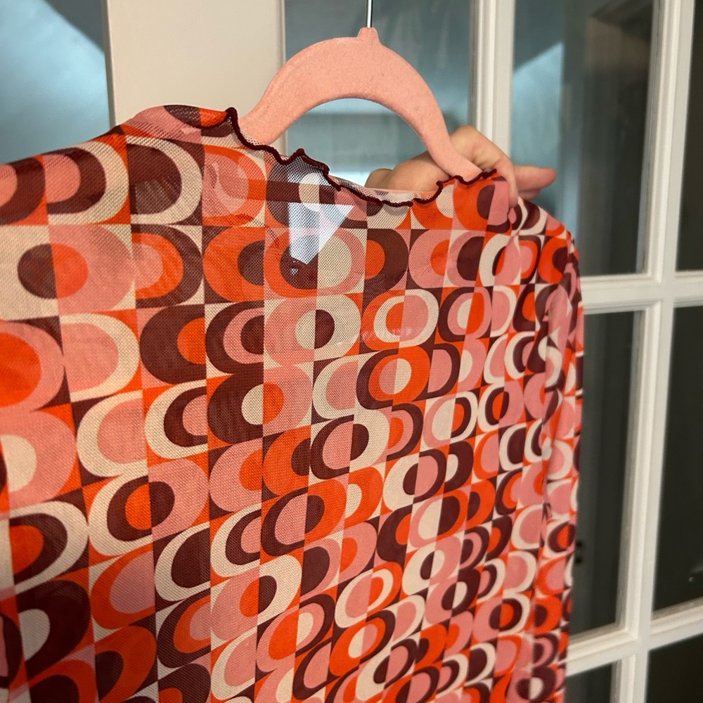 Only Sheer Multicolour Geometric Pattern Top - Picture 4 of 6